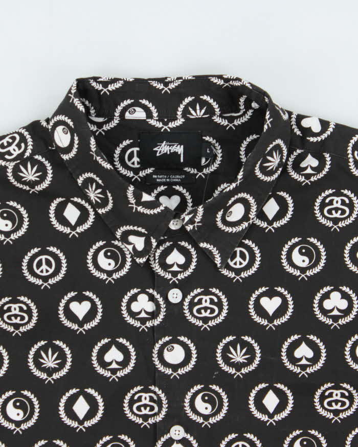 Vintage Stussy All Over Print Long Sleeve Shirt - L