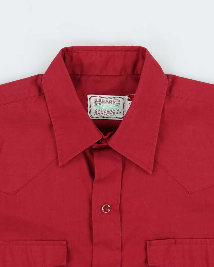 Vintage 1980s H Bar C Ranchwear Made In USA  Permanent Press Snap Button Long Sleeve Western Shirt - L