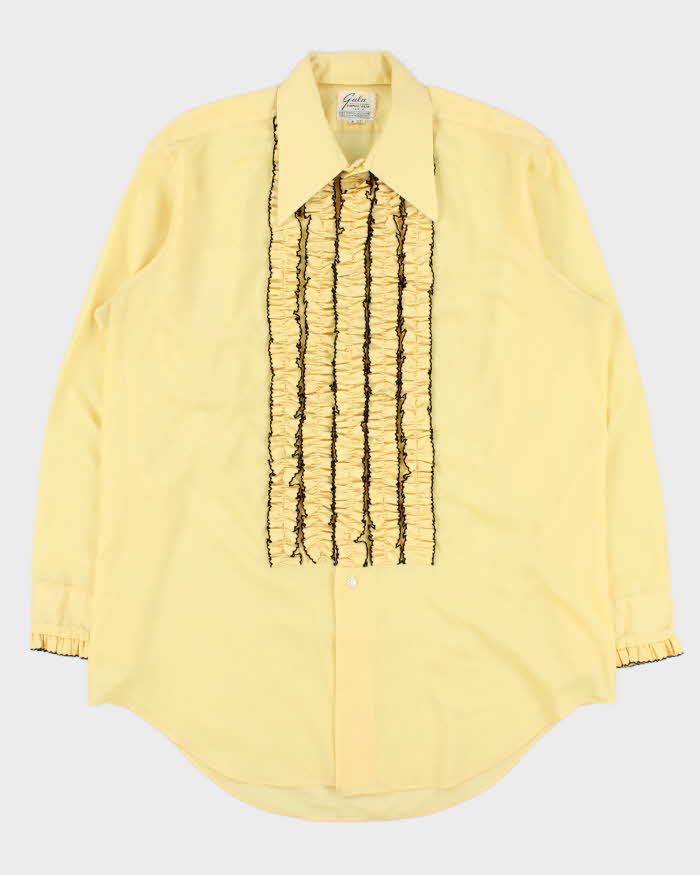 Vintage 1970s Gala Ruffled Long Sleeve Tuxedo Shirt - XL