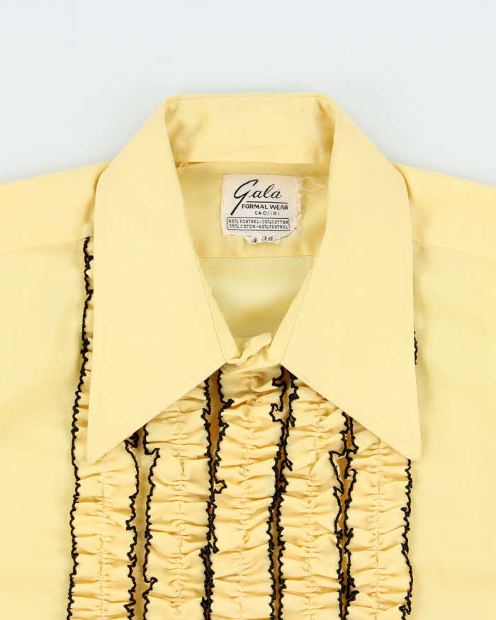 Vintage 1970s Gala Ruffled Long Sleeve Tuxedo Shirt - XL
