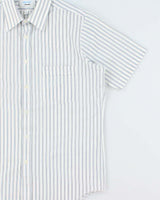 Vintage 1980s Kent Arrow Striped Short Sleeve Pocket Shirt - M
