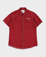 Vintage Y2K 00s Guess Jeans Pearl Snap Button Striped Short Sleeve Western Shirt - M