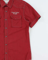 Vintage Y2K 00s Guess Jeans Pearl Snap Button Striped Short Sleeve Western Shirt - M