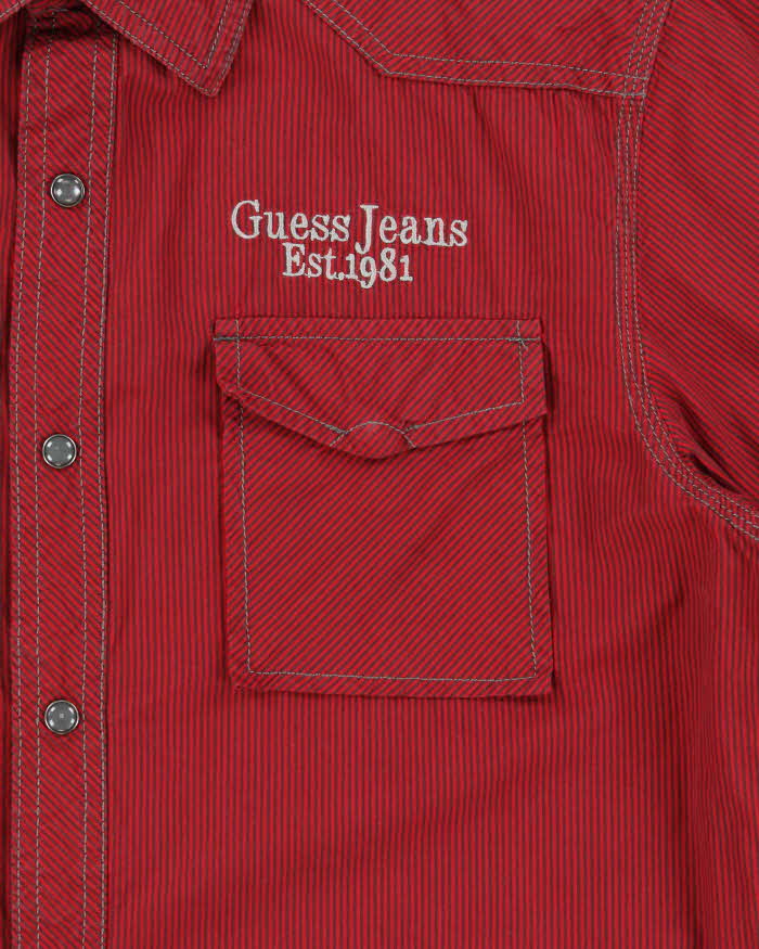 Vintage Y2K 00s Guess Jeans Pearl Snap Button Striped Short Sleeve Western Shirt - M