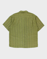 Vintage Y2K 00s Tommy Bahama Olive Green Pattern Striped Silk Hawaiian Shirt - XL