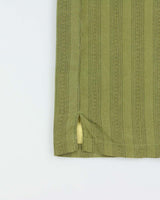 Vintage Y2K 00s Tommy Bahama Olive Green Pattern Striped Silk Hawaiian Shirt - XL