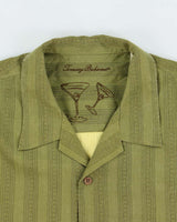 Vintage Y2K 00s Tommy Bahama Olive Green Pattern Striped Silk Hawaiian Shirt - XL