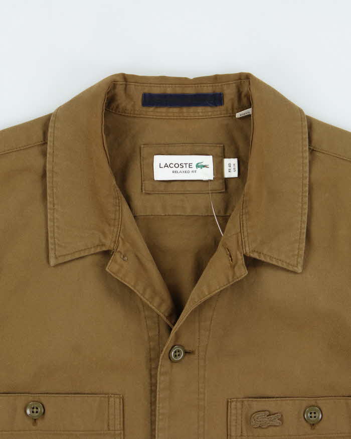 Vintage Lacoste Khaki Canvas Relaxed Fit Utility Over Shirt - M