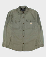 Vintage Carhartt Dusty Olive Montana Heavyweight Rugged Flex Duck Canvas Utility Over Shirt - M