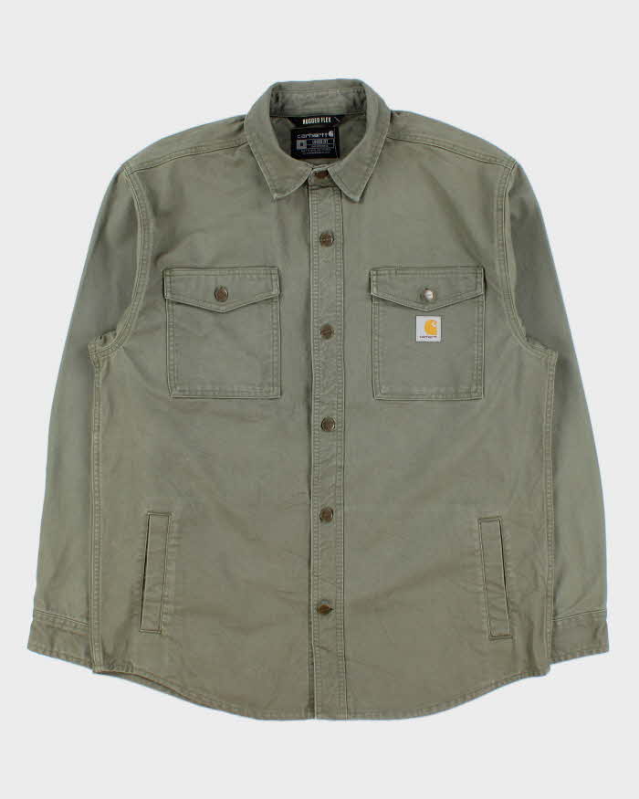Vintage Carhartt Dusty Olive Montana Heavyweight Rugged Flex Duck Canvas Utility Over Shirt - M