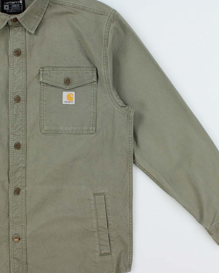 Vintage Carhartt Dusty Olive Montana Heavyweight Rugged Flex Duck Canvas Utility Over Shirt - M