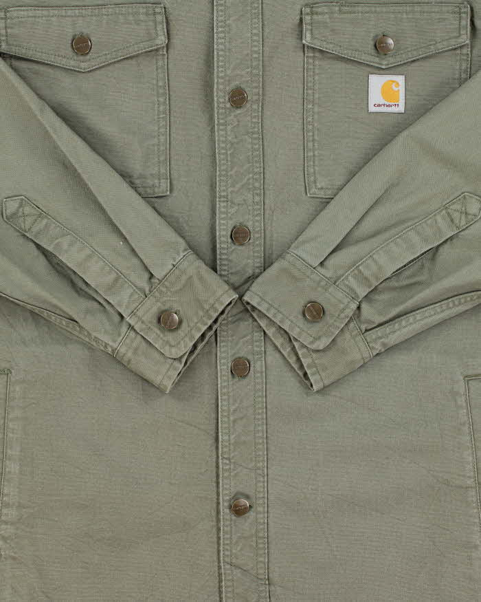 Vintage Carhartt Dusty Olive Montana Heavyweight Rugged Flex Duck Canvas Utility Over Shirt - M