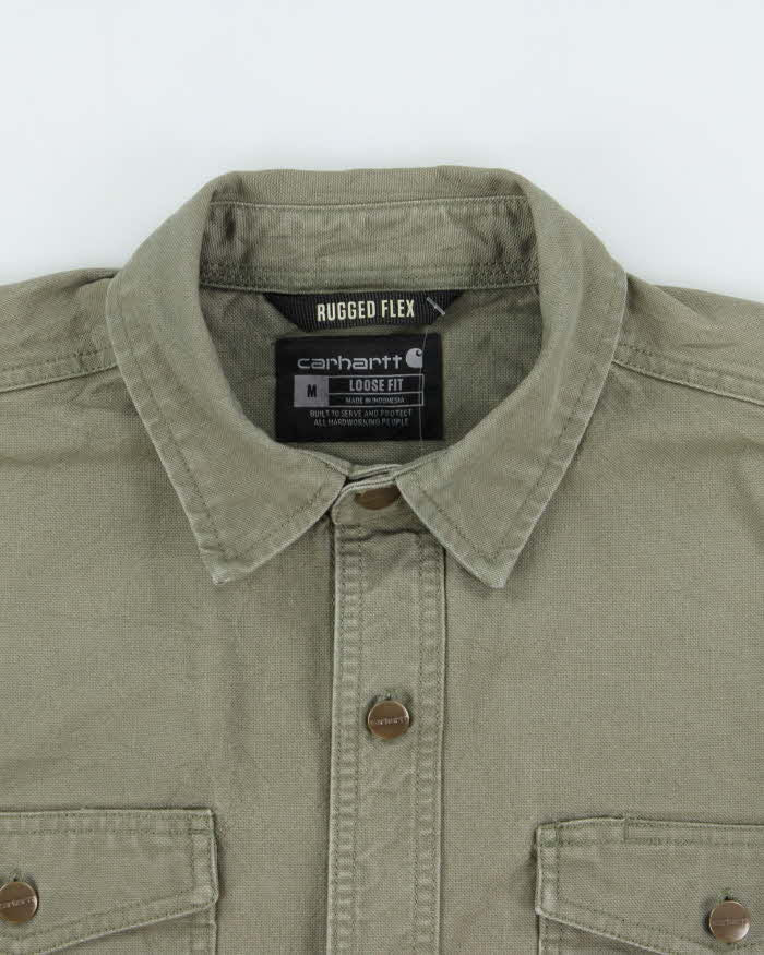 Vintage Carhartt Dusty Olive Montana Heavyweight Rugged Flex Duck Canvas Utility Over Shirt - M