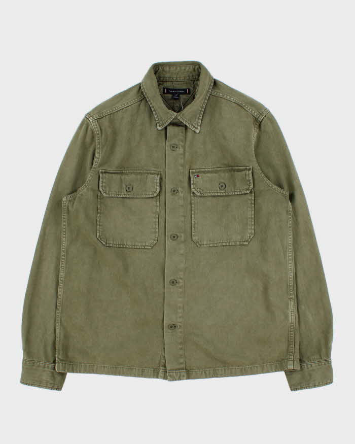 Vintage Tommy Hilfiger Khaki Heavyweight Utility Denim Over Shirt - S