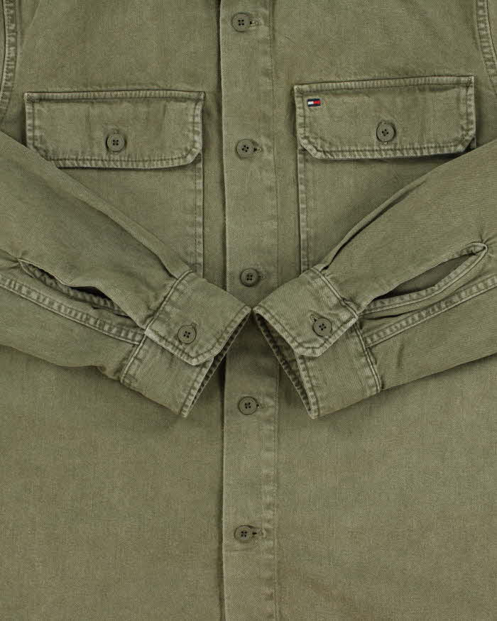 Vintage Tommy Hilfiger Khaki Heavyweight Utility Denim Over Shirt - S