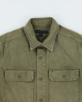 Vintage Tommy Hilfiger Khaki Heavyweight Utility Denim Over Shirt - S