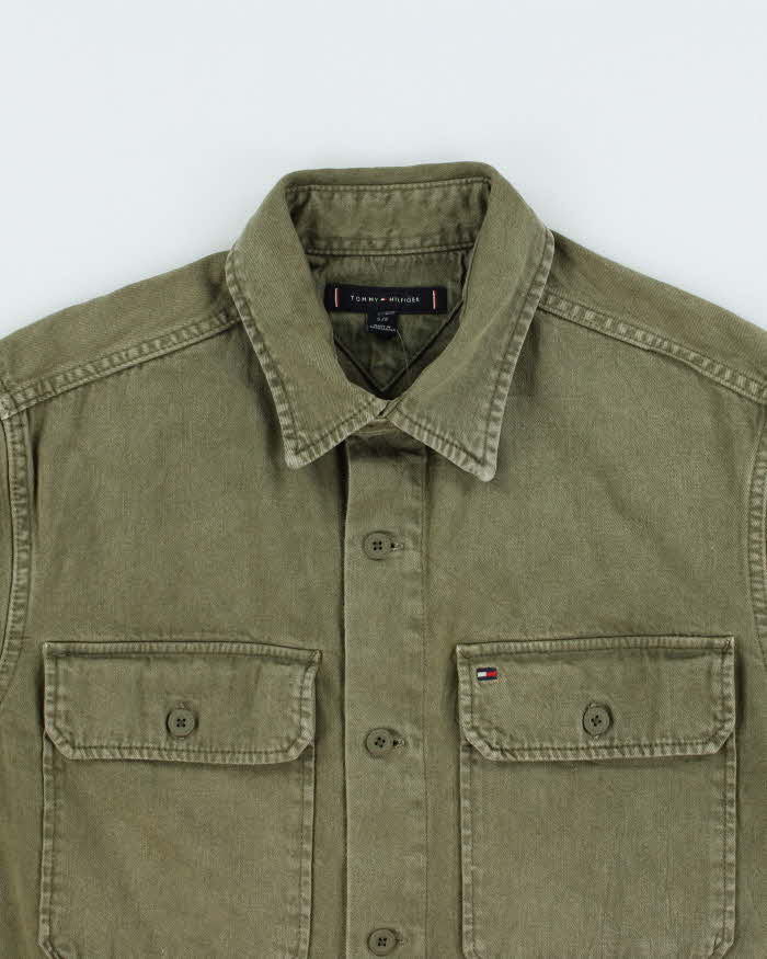 Vintage Tommy Hilfiger Khaki Heavyweight Utility Denim Over Shirt - S