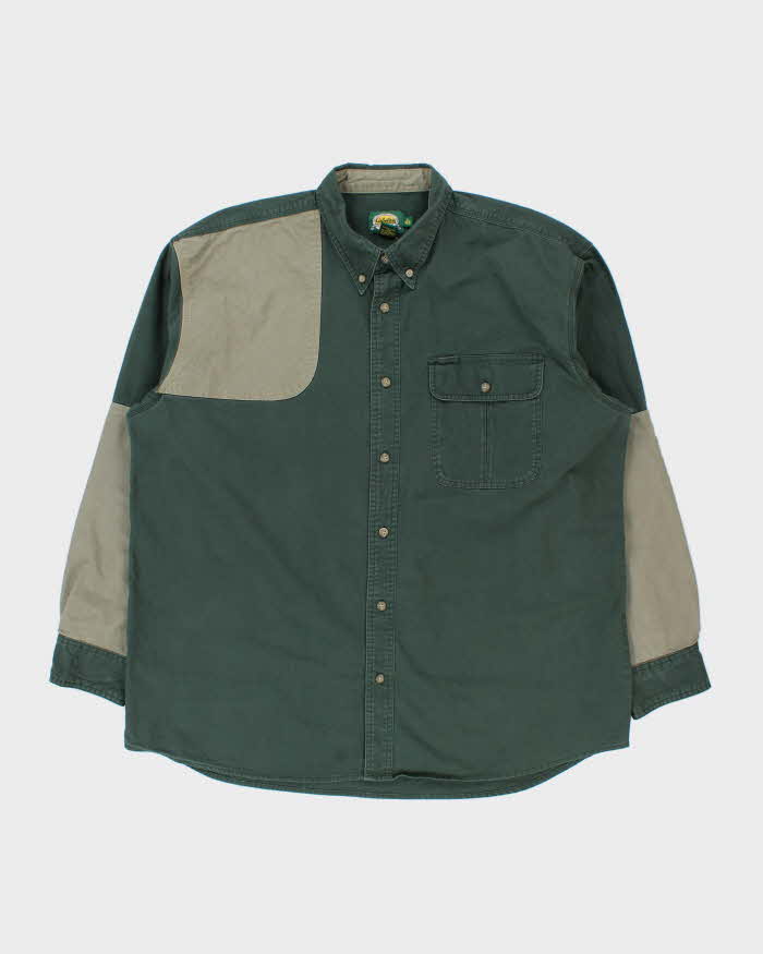 Vintage Cabela's Khaki / Forest Green Heavyweight Long Sleeve Hunting Shirt - XL