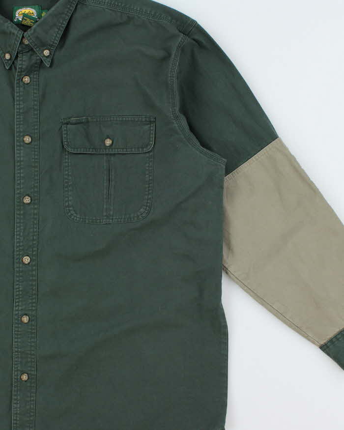 Vintage Cabela's Khaki / Forest Green Heavyweight Long Sleeve Hunting Shirt - XL
