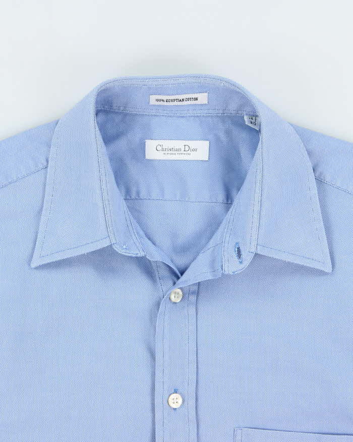 Vintage Y2K 00s Christian Dior Avenue Montaigne Egyptian Chambray Cotton Long Sleeve Shirt - M