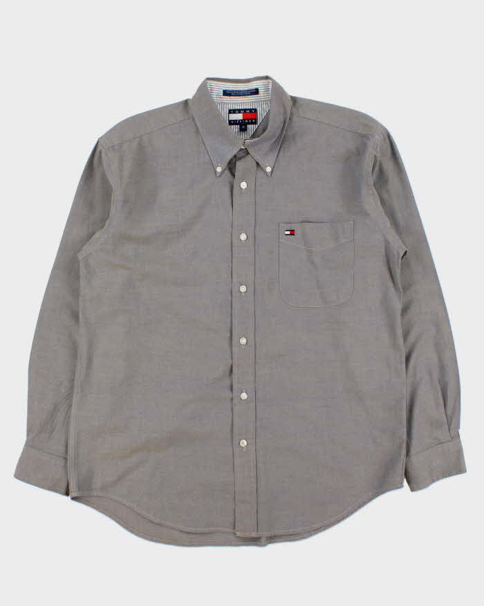 Vintage 1990s Tommy Hilfiger Iridescent Classic Cotton Long Sleeve Shirt - M