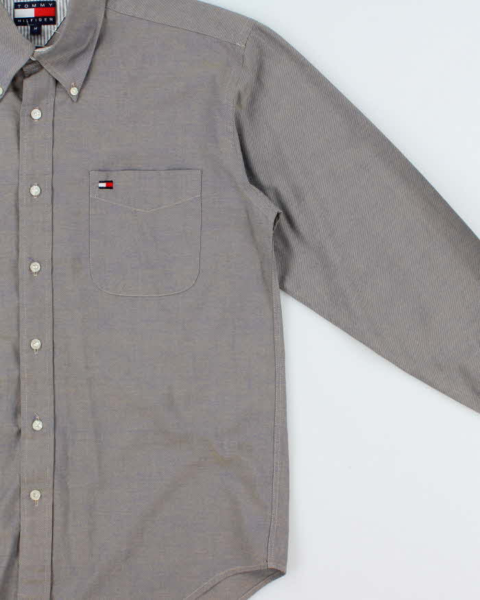 Vintage 1990s Tommy Hilfiger Iridescent Classic Cotton Long Sleeve Shirt - M