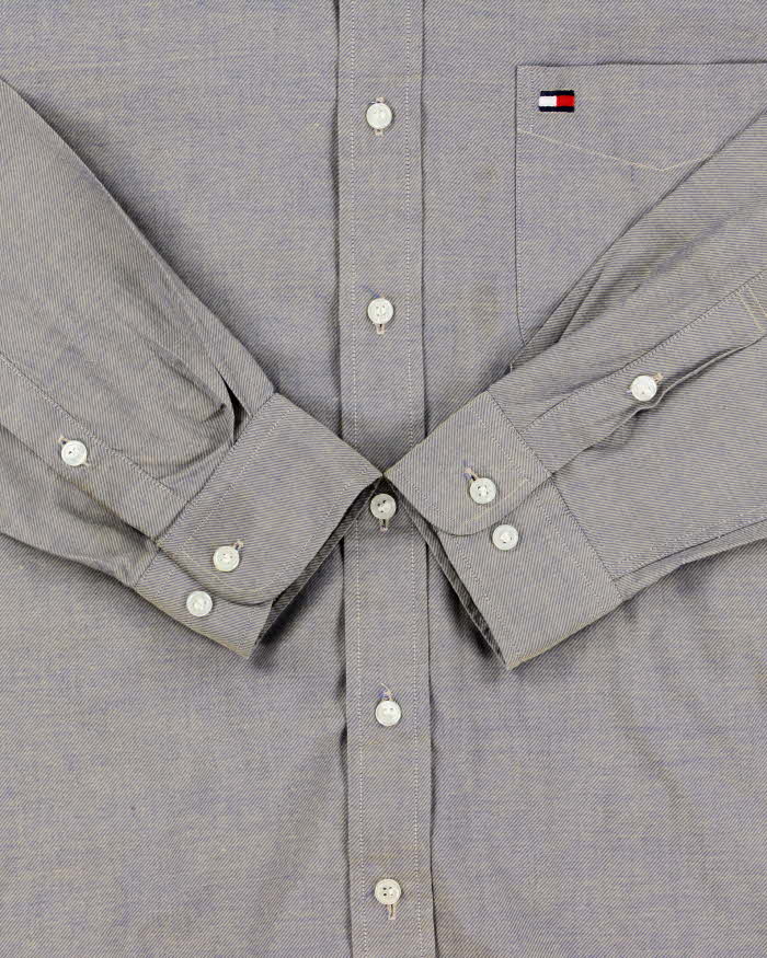 Vintage 1990s Tommy Hilfiger Iridescent Classic Cotton Long Sleeve Shirt - M