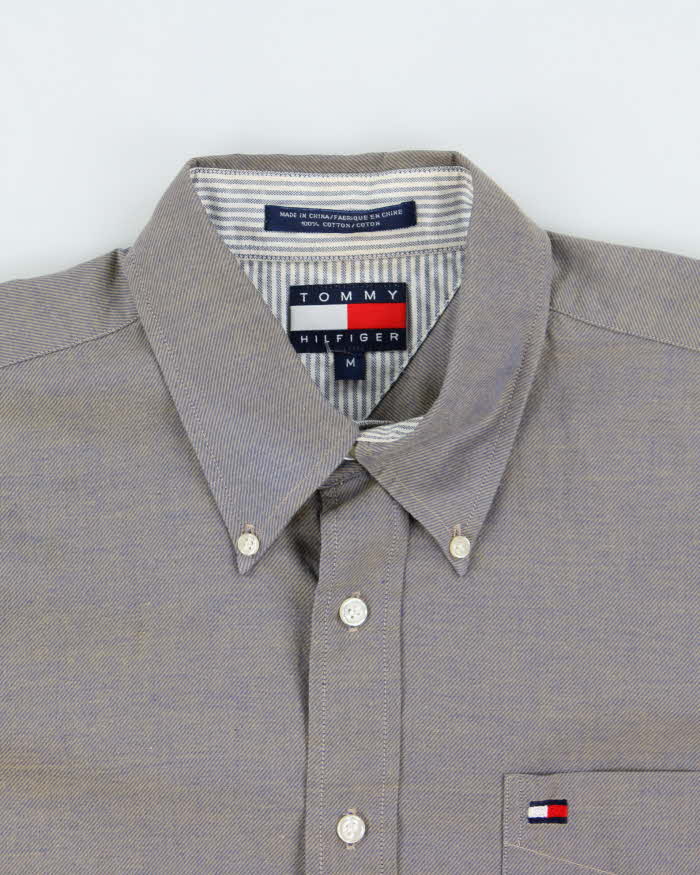 Vintage 1990s Tommy Hilfiger Iridescent Classic Cotton Long Sleeve Shirt - M