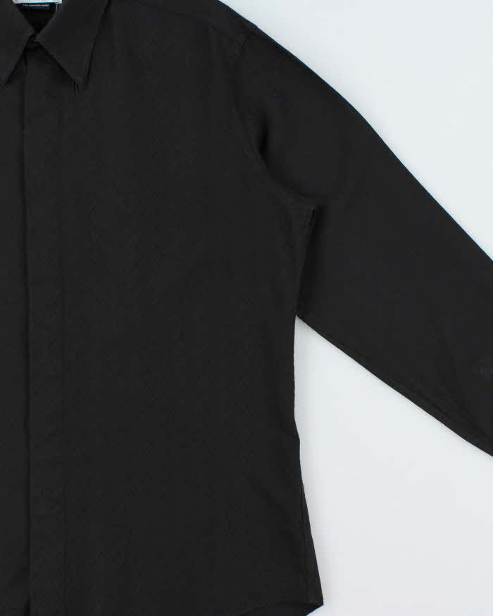 Vintage Versace Collection Black Classic Greek Key Monogram Long Sleeve Shirt - L