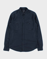 Vintage Lacoste Navy Garment Dyed Long Sleeve Utility Shirt - M