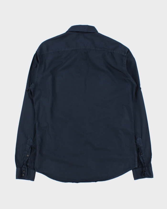 Vintage Lacoste Navy Garment Dyed Long Sleeve Utility Shirt - M