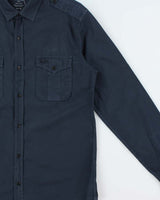 Vintage Lacoste Navy Garment Dyed Long Sleeve Utility Shirt - M