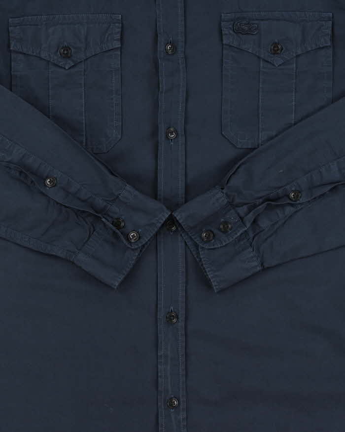 Vintage Lacoste Navy Garment Dyed Long Sleeve Utility Shirt - M