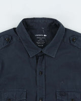 Vintage Lacoste Navy Garment Dyed Long Sleeve Utility Shirt - M