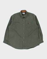Vintage Y2K 00s Carhartt Moss Canvas Long Sleeve Tradesman Shirt - XL