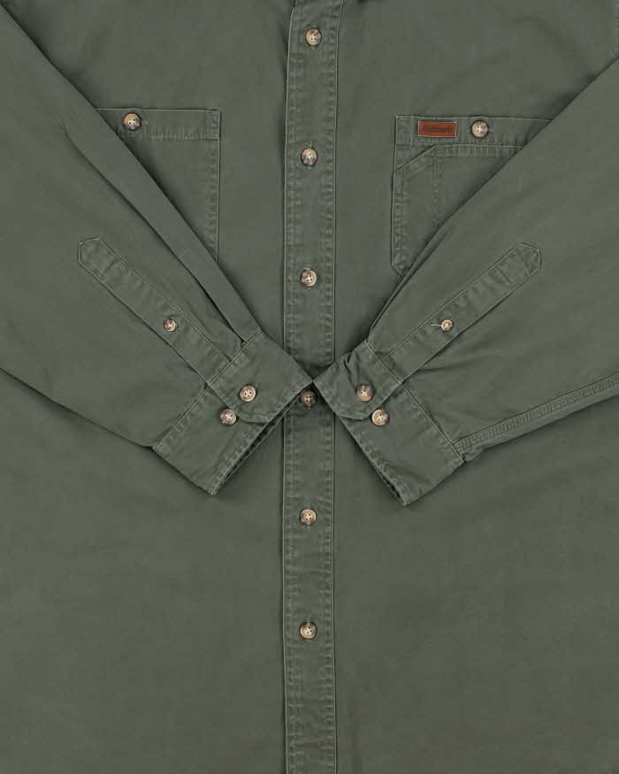 Vintage Y2K 00s Carhartt Moss Canvas Long Sleeve Tradesman Shirt - XL