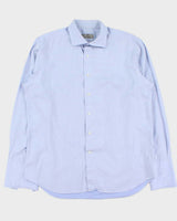 Vintage Y2K 00s Canali Sky Blue Striped Long Sleeve Dress Shirt - L
