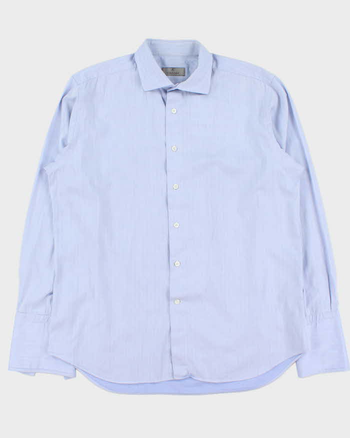 Vintage Y2K 00s Canali Sky Blue Striped Long Sleeve Dress Shirt - L
