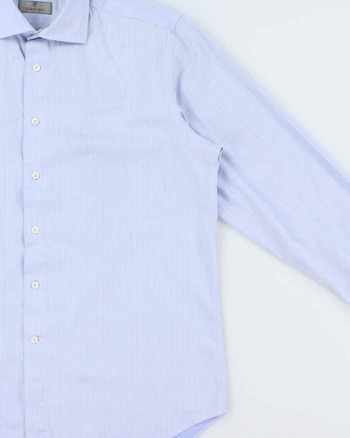 Vintage Y2K 00s Canali Sky Blue Striped Long Sleeve Dress Shirt - L