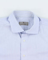 Vintage Y2K 00s Canali Sky Blue Striped Long Sleeve Dress Shirt - L