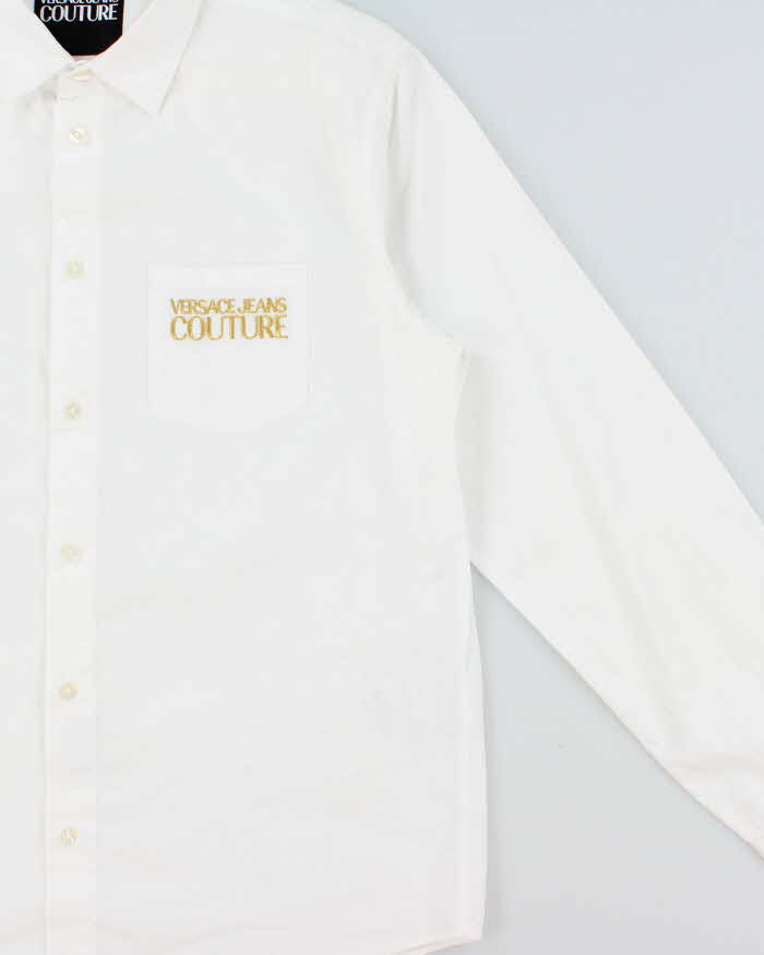 2021 Versace Jeans Couture Gold Embroidered Long Sleeve Pocket Shirt - L