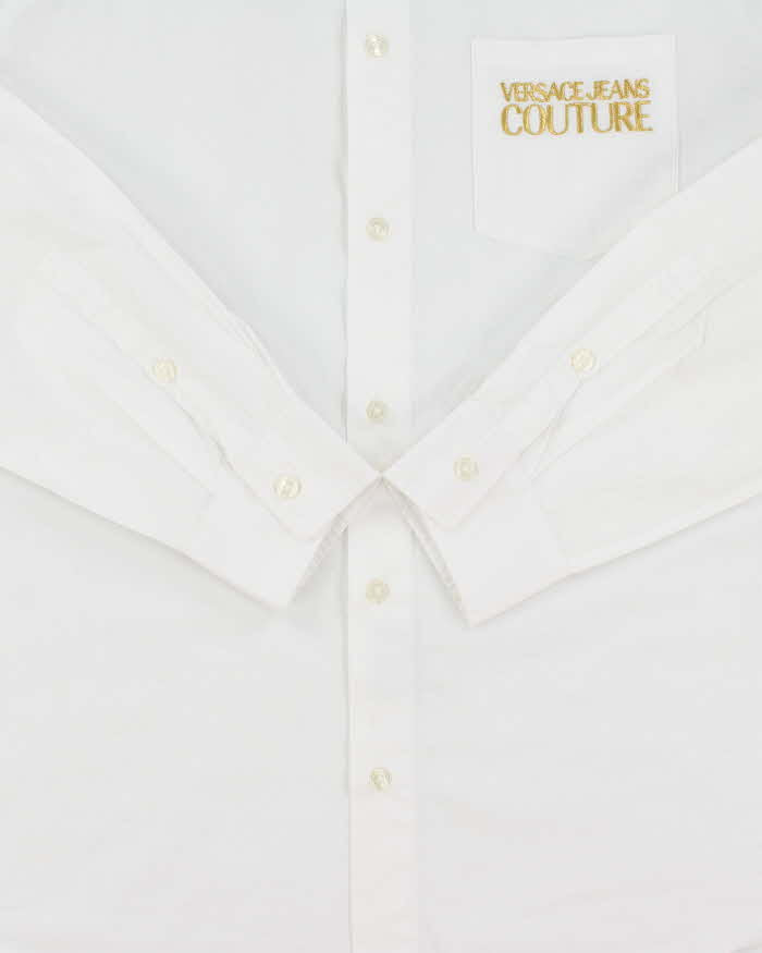 2021 Versace Jeans Couture Gold Embroidered Long Sleeve Pocket Shirt - L