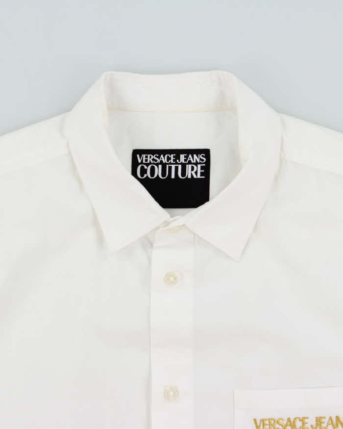 2021 Versace Jeans Couture Gold Embroidered Long Sleeve Pocket Shirt - L