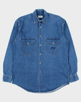 Vintage 1990s Hugo Boss Embroidered Long Sleeve Denim Shirt - M