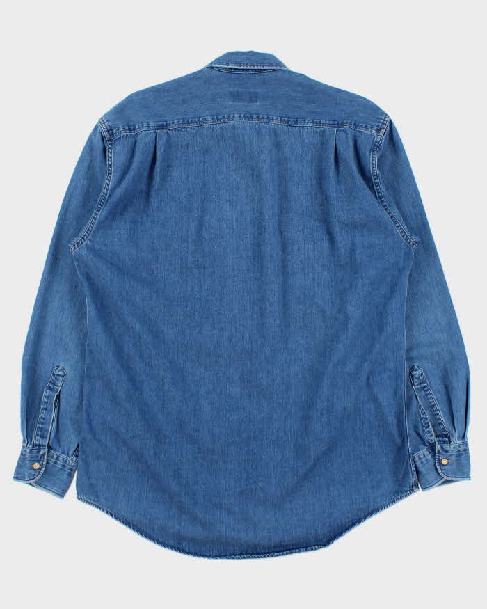 Vintage 1990s Hugo Boss Embroidered Long Sleeve Denim Shirt - M