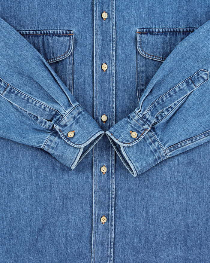 Vintage 1990s Hugo Boss Embroidered Long Sleeve Denim Shirt - M