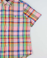 Vintage Ralph Lauren Classic Plaid Linen Short Sleeve Shirt - L