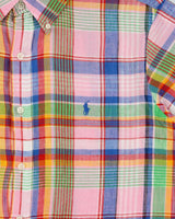 Vintage Ralph Lauren Classic Plaid Linen Short Sleeve Shirt - L