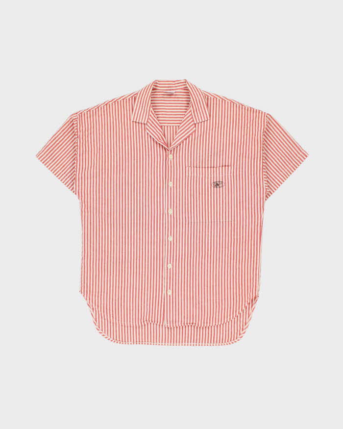 Vintage 1990s JT Original Party Animal Striped Short Sleeve Camp Collar Shirt - M