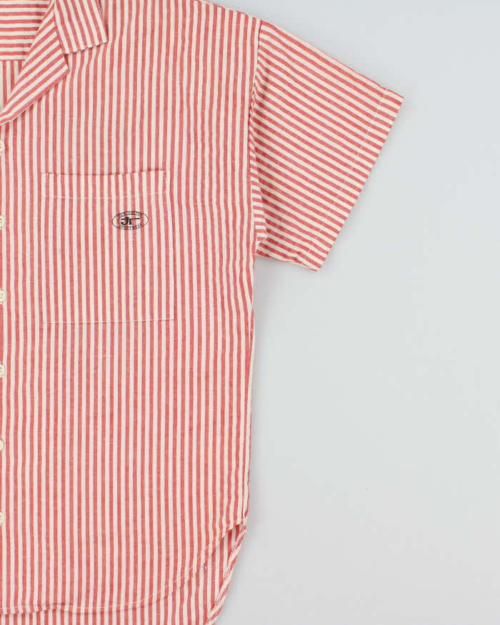 Vintage 1990s JT Original Party Animal Striped Short Sleeve Camp Collar Shirt - M